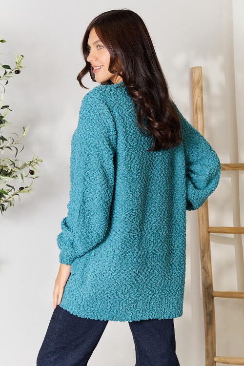 Falling For You Full Size Open Front Cardigan with Pockets