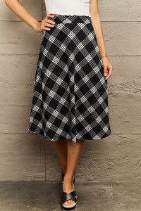 Wide Waistband Knee Length Skirt - 3 colors/patterns
