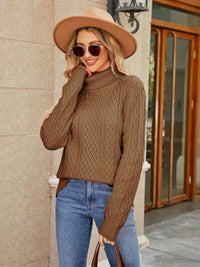 Cable-Knit Mock Neck Sweater