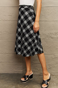 Wide Waistband Knee Length Skirt - 3 colors/patterns