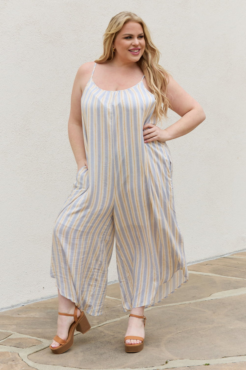 Breezy Multi Colored Striped Jumpsuit with Pockets