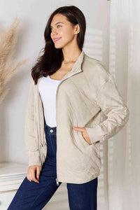 Zip-Up Quilted Jacket with Pockets