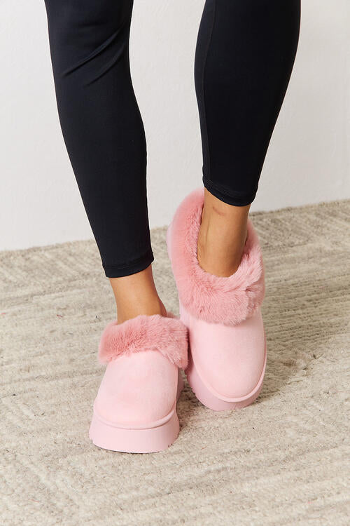 Furry Chunky Platform Ankle Boots