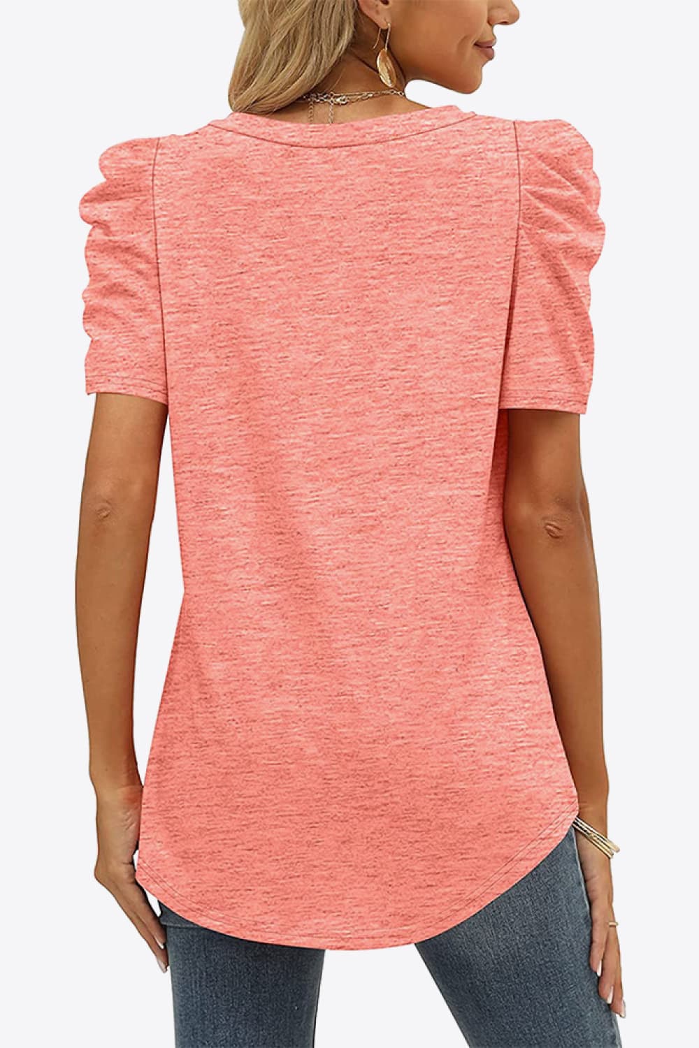 V-Neck Puff Sleeve Tee - 6 colors