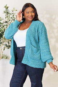 Falling For You Full Size Open Front Cardigan with Pockets
