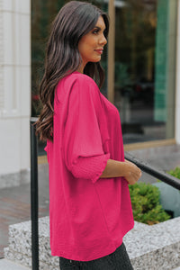 Round Neck Dolman Sleeve Textured Blouse - 4 colors