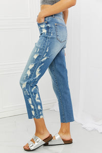 Judy Blue Laila Straight Leg Cropped Distressed Jeans